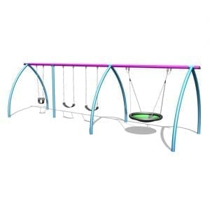 Park Supplies & Playgrounds Curved Leg Swings 3 Bay 3D Design