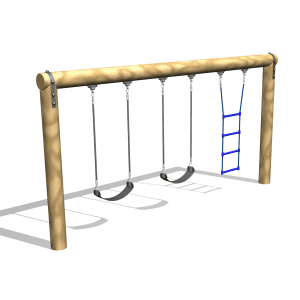 Park Supplies & Playgrounds Timber Pole Swing and Ladder 3D Design