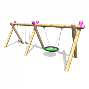 Park Supplies & Playgrounds Timber A 3D DesignFrame Swings Option