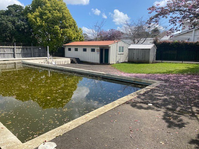 The underutilised pool and space before the transformation.