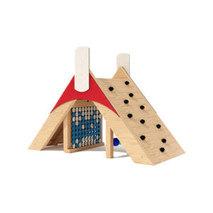 Playground Equipment NZ | Climbing Hut with Sensory Panels showing the internal Pixel Panel