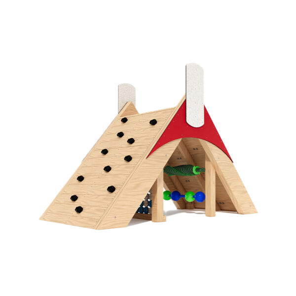 Playground Equipment NZ | Climbing Hut with Sensory Panels showing the internal Abacus & Fidget Spinner Combo