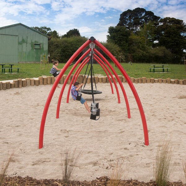 Curved Leg Swing 3 Bay 01 - Park Supplies & Playgrounds